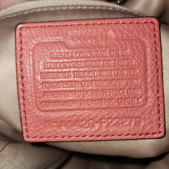 Coach Park Signature Coral Tote Canvas & Coral Leather Trim F23279 & F49165 - Picture 14 of 14